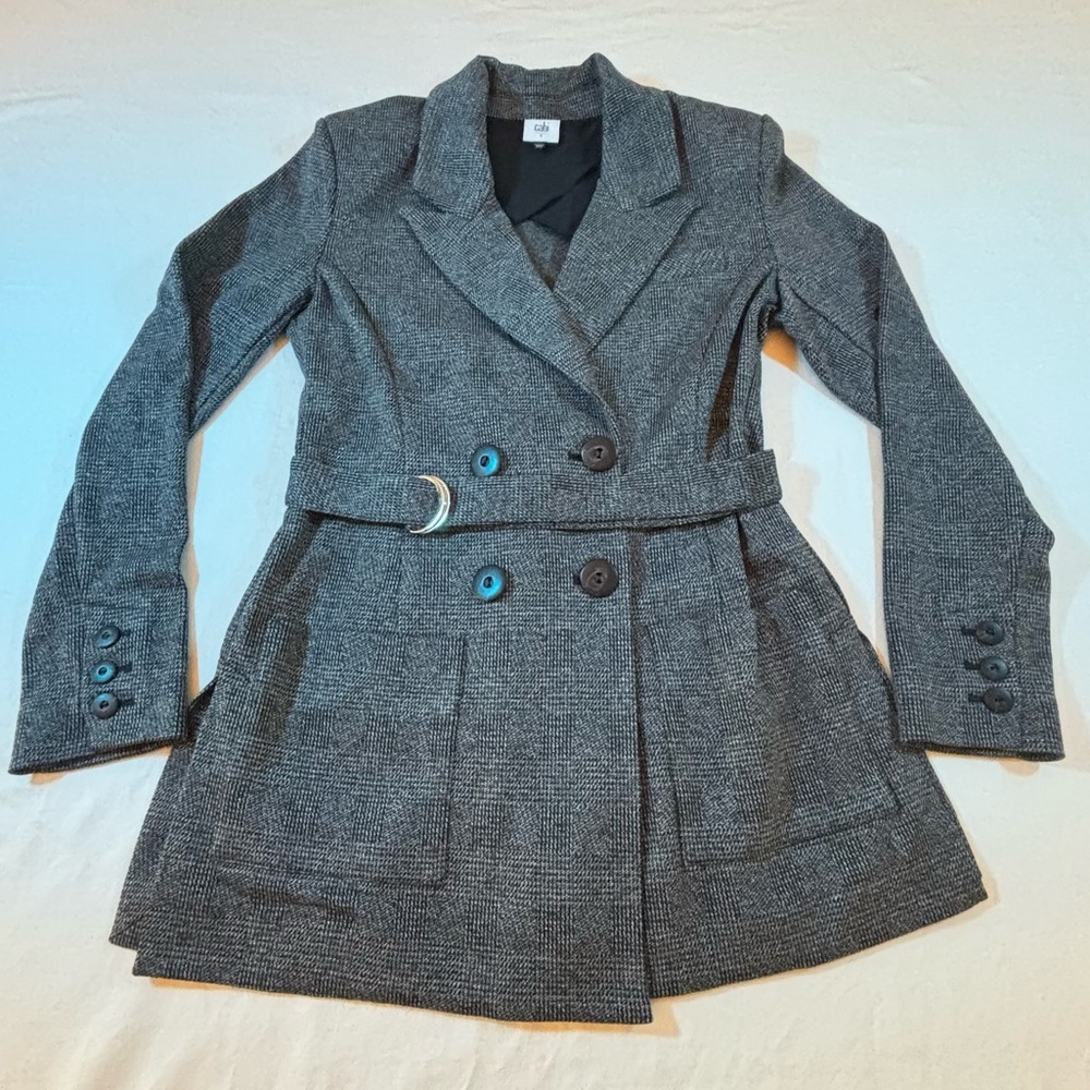 Cabi Gray Belted Blazer Coat Longline Jacket Women’s Small